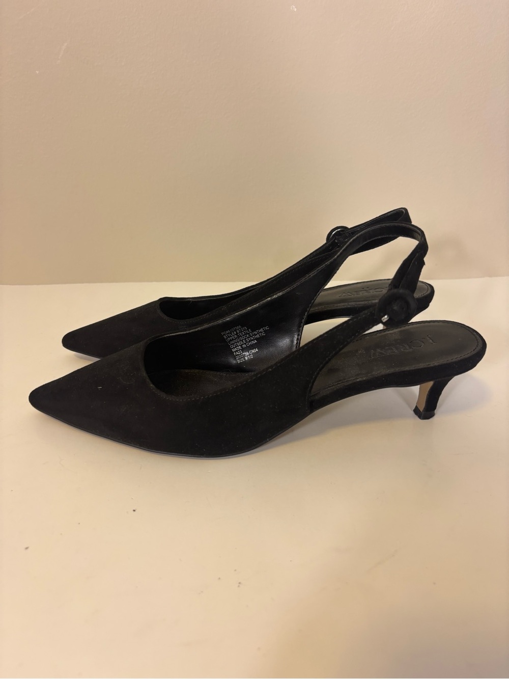 J. Crew Black Slingback Pointed-Toe Kitten Heels 9.5